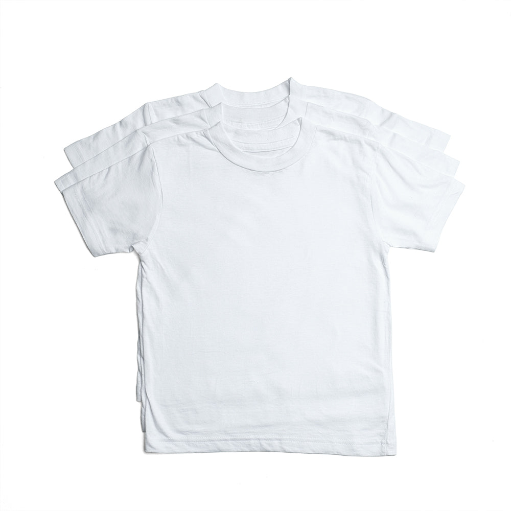 Crew Neck White (Youth) - 3 Pack